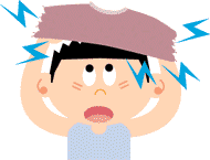 少年がセーターを脱ぎ、放電しているイラスト